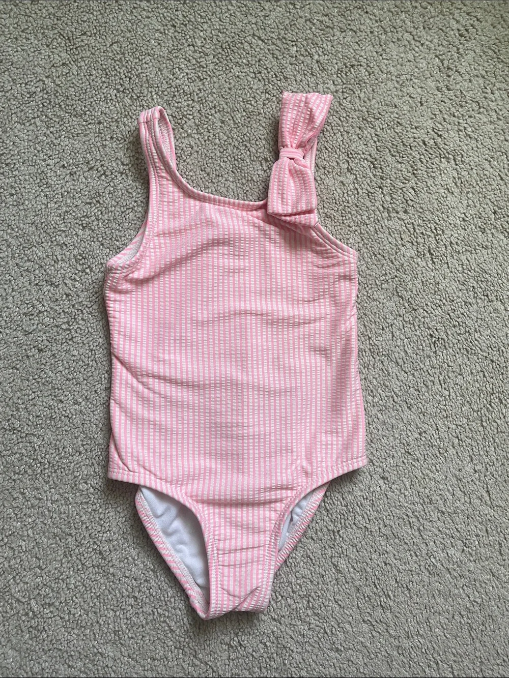 Girls Pink One-Shoulder Knot Swimsuit